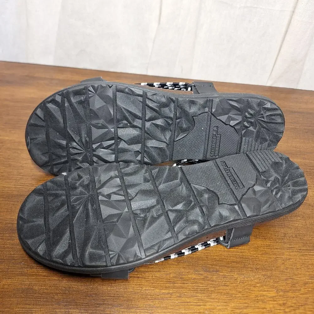 Merrell around town sunvue woven strap sandals hiking comfort beach black/white